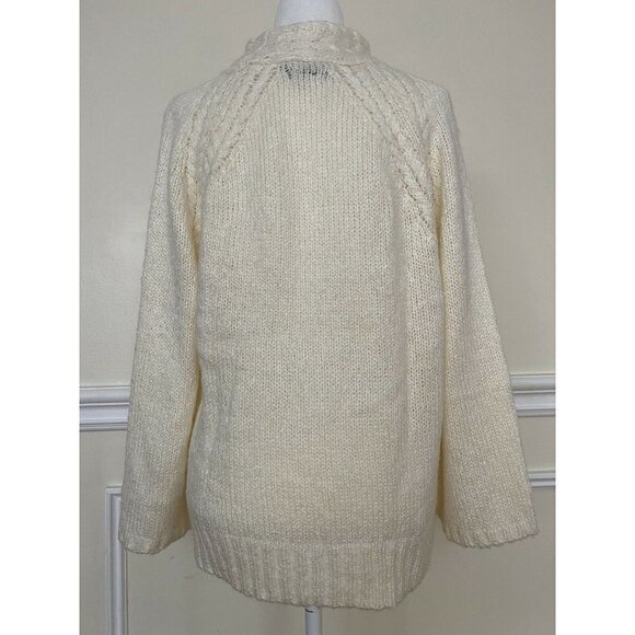 NWT CENY Cable Mock Neck Raglan Sweater Size medium off white - Picture 4 of 5